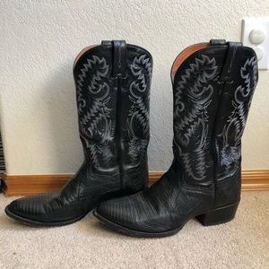 Dan Post Black Lizard Cowboy Boots Raleigh style